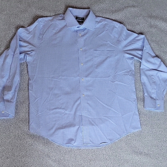 Lauren Ralph Lauren Blue Dress Shirt Gingham Pattern Size L 16 1/2. ..34/35 - Picture 4 of 8
